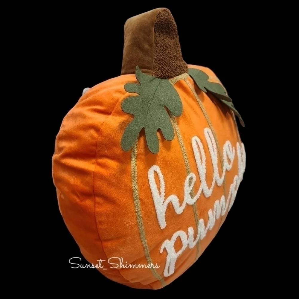 Halloween Thanksgiving 3D Embroidered Hello Pumpkin Fall Throw Pillow Decor NEW